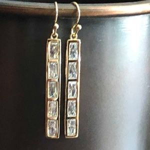 Gold Baguette Drop Earrings